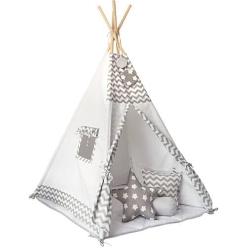 New grey stripe Childrens tent baby toy house Children play tent Cotton tents Baby dollhouse teepee house