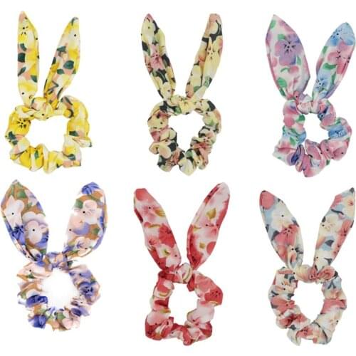 New arrival women cherry blossoms rabbits ear Hair bands lady hair scrunchies girls hair Tie Accessories Ponytail Holder