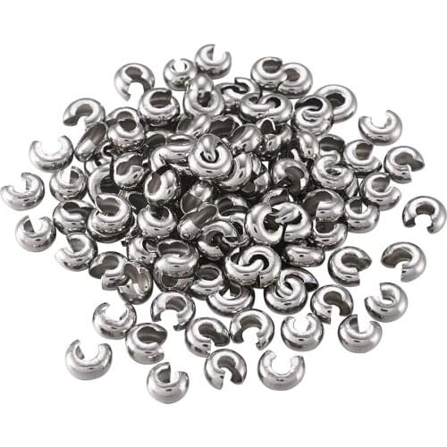 200Pcs 304 Stainless Steel Crimp Beads Covers Stopper Spacer Beads For DIY Jewelry Making Findings Accessories 4.5mm