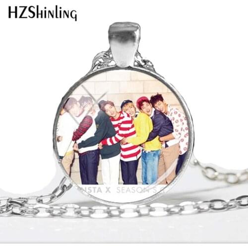 2018 NEW MONSTA X Necklace KPOP Korean Music Band Pendant Round Handmade Jewelry Glass Dome Photo Necklaces HZ1
