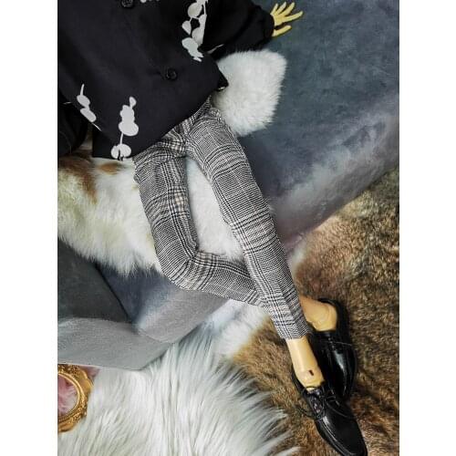 BJD doll dress is suitable for 1/3 1/4 MSD size versatile slim straight British plaid casual suspenders doll accessories