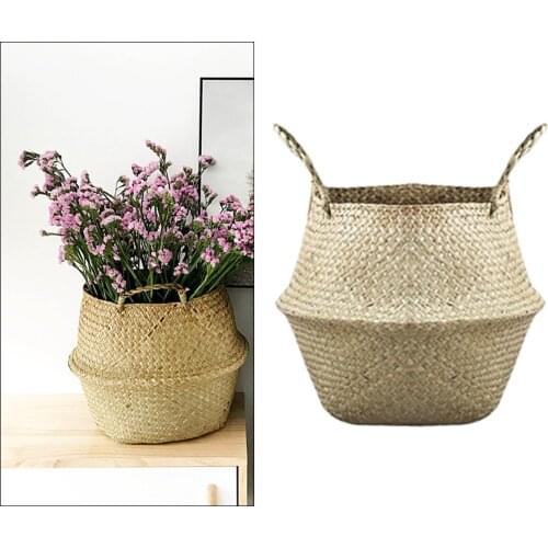 Seagrass Wickerwork Basket Rattan Hanging Flower Pot Dirty Laundry Hamper Storage Basket