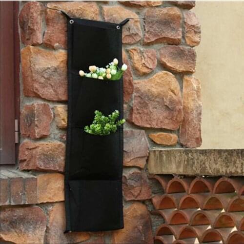 4 Pockets Hanging Flower Pots Vertical Wall Gardening Planter Home Decoration Green Wall Planting Bag Felt Planting Bag