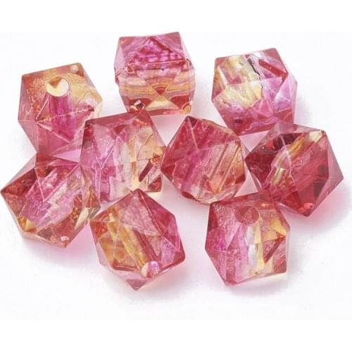 100/Pack Polygonal Double Color Spray-Painted Transparent Acrylic Beads Diy Handmade Beaded Clothes Jewelry Accessories