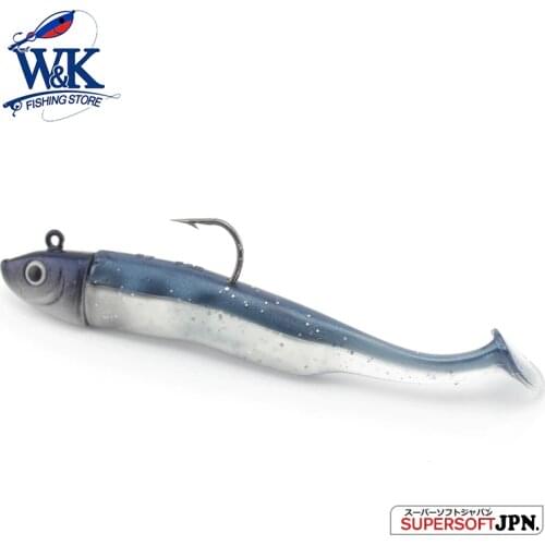 3.5 Inch Soft Bait Artificial Lures for Sea Fishing Bass Pollock Cod Rock Fish Bait 11.5 cm Fishing Lures Set with 22g Jig Head