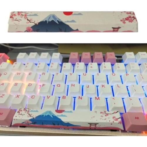 1Pc SpaceBar Keycap PBT Five Sides Dye-Subbed 6.25U Cherry Profile Space Bar Keycap for Keyboard gk61 gk64 for Mount Fuji