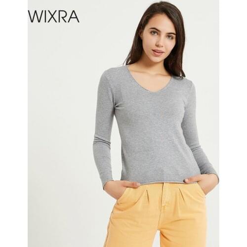 Wixra Women Soft Solid Knitting Pullover Ladies Long Sleeve V-neck Basic Sweaters Autumn Spring Stylish All Base Match Tops