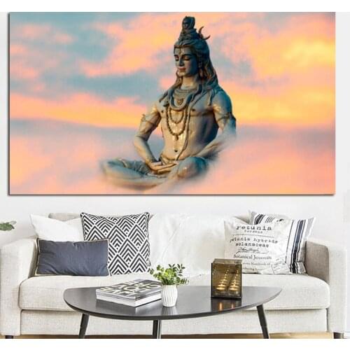 Religious Buddha Figure Shiva Lord Painting on Canvas Psychedelic Poster Modern Wall Picture For Living Room