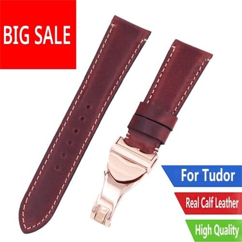 CARLYWET 20 22mm Brown Durable Real Leather Replacement Wrist Watch Band Strap Belt Bracelet For Tudor Seiko Rolex Omega IWC