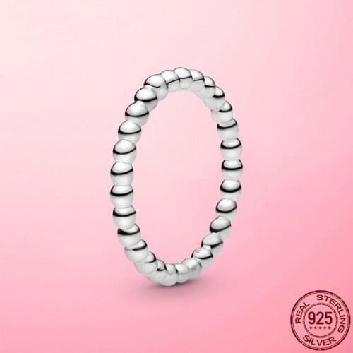 Stackable Beaded Ring Real 925 Sterling Sliver Rings for Women Wedding Engagement Fashion Jewelry Ring Anel Girlfriend Gift