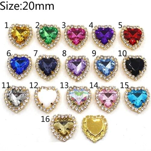 Mix Color Beautiful lovely Heart 10Pcs/lot 20mm Golded Buttons DIY Handwork Card Ribbon Flower Holiday Party Decoration