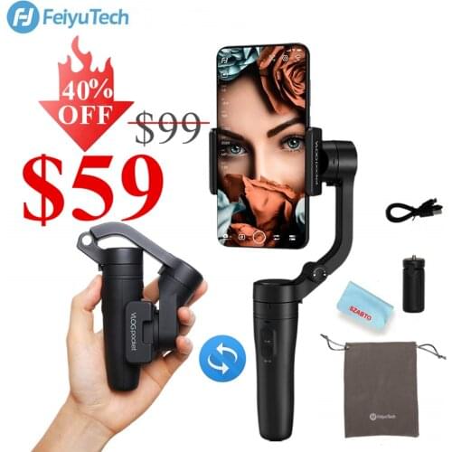 Feiyu Vlog Pocket,3-Axis Foldable Smartphone Gimbal Stabilizer for iPhone Xs Max Xr X 8 Samsung S9 S8 Action Camera