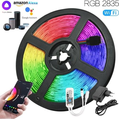 LED lights 16.4 ft (5M) WiFi Smart Control Suitable for Alexa and Google Assistant 12V RGB 2835 EU Plug For Bedroom Kitchen TV