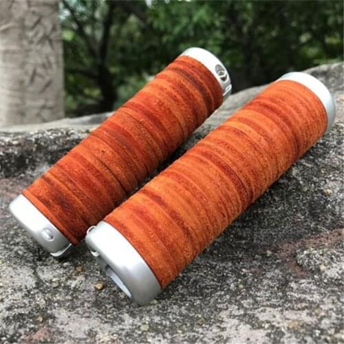Taiwan Gyes Bicycle Grips Cow Leather 125MM Handlebar Grips Honey Colors Anti-skid Soft Bike Grips Ultraight Cycling Handlebar