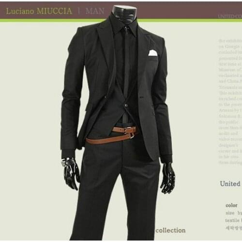 Top quality Value a deduction Korean Slim Mens casual suit professional business black