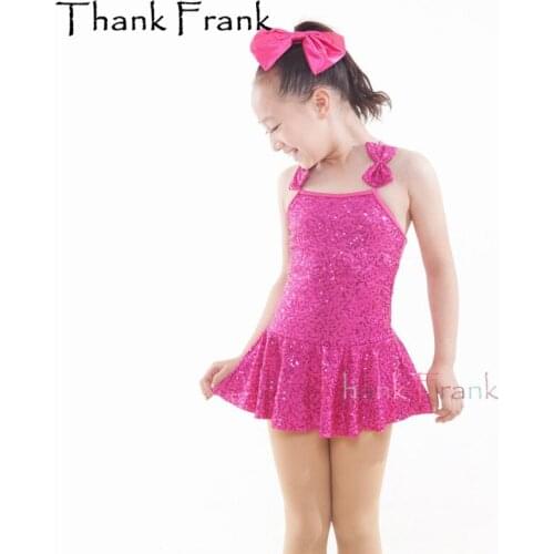 Sequin Bow Camisole Girls Ballet Dress With Removable Tutu Adult Latin Dance Costume C440