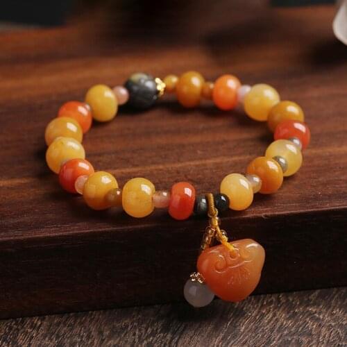 Golden Silk Jade Women Bracelets On Hand Chain Bangles Jewelry Aesthetic Fashion Female Popular Now New 2021 Vintage Classic