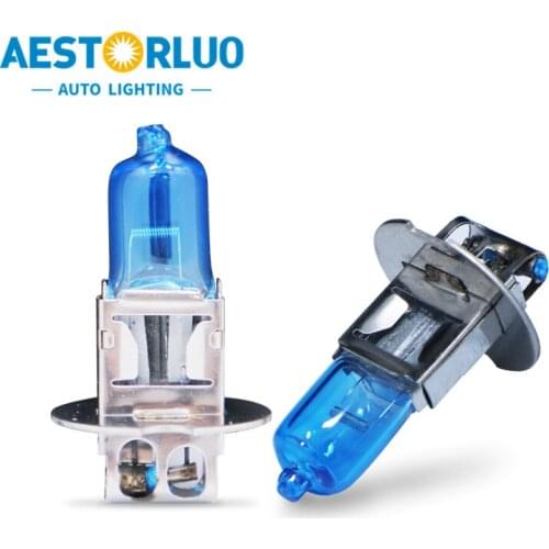 10pcs Factory Supply H3 Super White Halogen Bulb Fog Lights High Power Car Headlights Lamp Car Light Source parking12V 55W 6000K