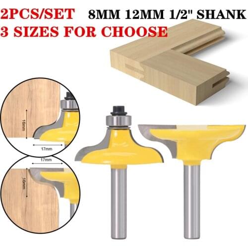 2pcs/set 8mm Shank Tenons Entry Door Wood Router Bit Tingsten Carbide Cutters For Wood Woodworking Tools