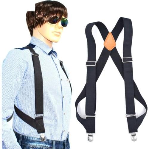2021 Men Women Shirt Wide Stay 3.5cm Trouser Pants Clip-on Braces Pu Leather Chic Elastic Alloy Metal Head Adjustable Suspenders