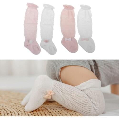 4 pairs Summer Lace Baby Mesh Knee Socks Newborn Toddler Cotton Girls Long Knee High Sock 0-6M