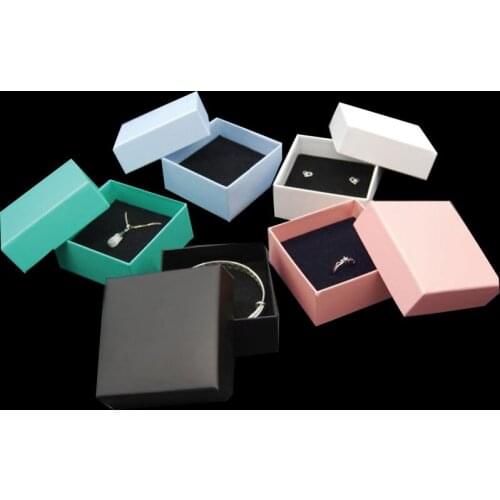 7.5*7.5*3.5cm Box For Jewelry 50cs/lot 5Colors Ring Earring Packaging Boxes for Necklace Pendant Gift Box Jewellery Organizer