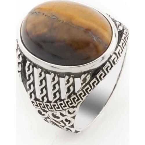 925 sterling Silver Tiger Eye Stone Men 'S Ring Model 2
