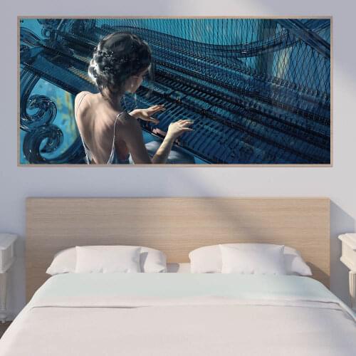 120x60cm 5D DIY diamond painting Piano girl Diamond embroidery landscape full square round drill puzzles decoration Art P1189