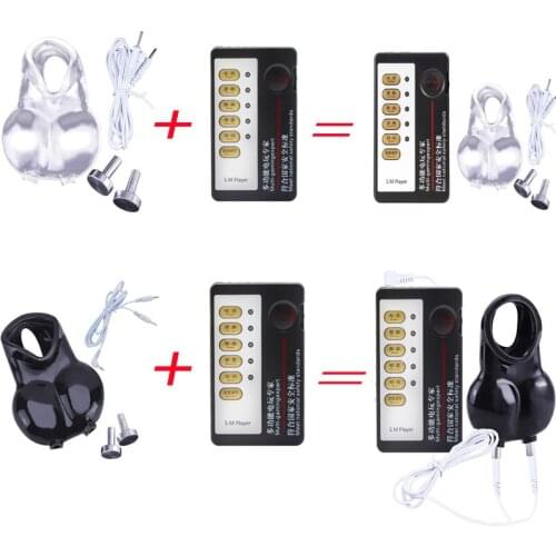 BDSM Electric Shock Scrotum Bondage Rings Penis Rings,Male Chastity Device Electro Stimulator,Cock Cage,Medical Sex Toys For Man