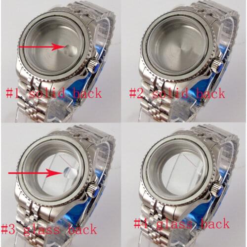 40mm Watch Case Parts Fit For NH35 /NH35A NH36 /NH36A Sapphire Crystal Jubilee Bracelet No Bezel Insert Steel / Glass Back Cover