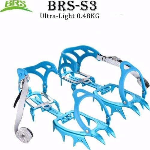 BRS-S3 14 Teeth Ultra-light Claws Crampons Non-slip Shoes Cover Aluminum Ice Gripper for Outdoor Ski Ice Snow Hiking Climbing