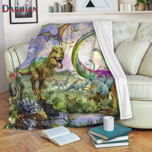 DARMIAN 2021 Crazy Dinosaur Pattern Premium Blanket Plush Velvet Warm Travel Blankets Home Decoration Bed Sofa Throw Blanket New