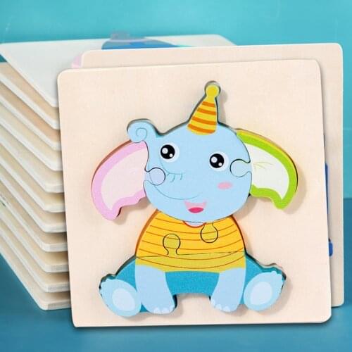 Kids Wooden Toys Cartoon Animals 3D Puzzles Clever Board Montessori Materials Educational Toys For Children Puzzle Learning Toys