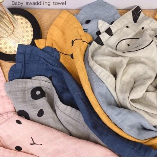 Baby Blanket Cotton Muslin Swaddling Newborn Thermal Soft Fleece Blanket Rabbit Ears Newborn Baby Product Swaddle Towel Wrap