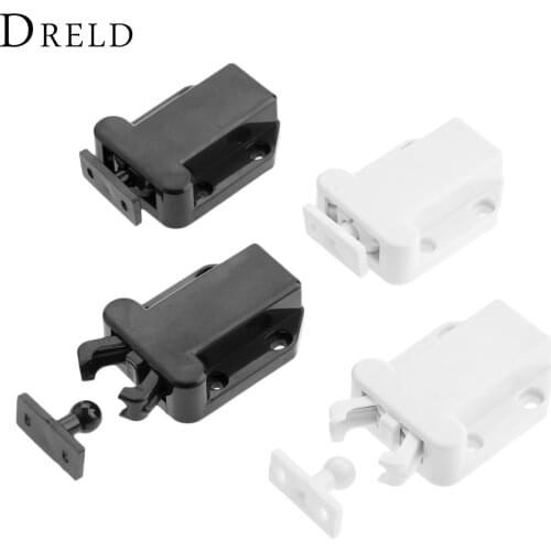 DRELD 2Pcs ABS Push Latch Push To Open Drawer Cabinet Catch Touch Latch Release Kitchen Cupboard Door Furniture Hardware