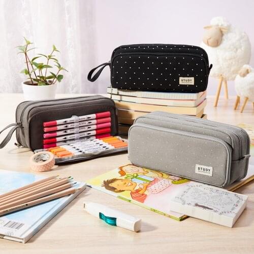 Double Sided Pen Bag Pencil Case Special Macaron Color Dual Canvas Pocket Storage Bag Pouch Stationery School Travel SCBD06