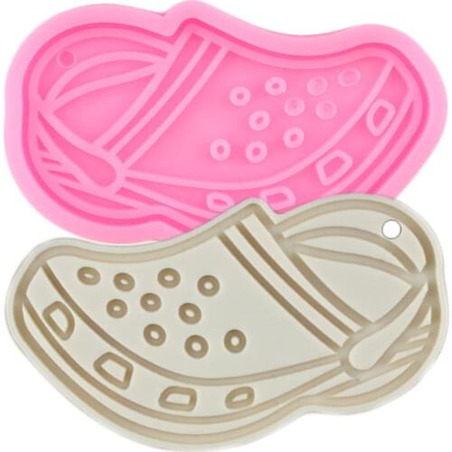 Glossy Flip Flop Silicone Molds Shoe Resin Crafting Keychain Mold DIY Epoxy Jewelry Making Pendant Polymer Clay Moulds