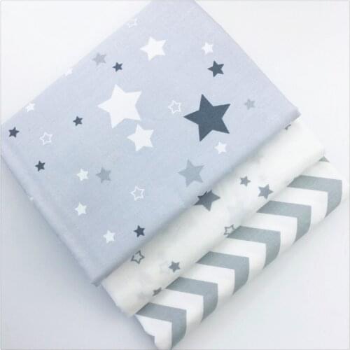 Gray Stars Wave Printed Cotton Fabric for Decoration Diy Sewing Patchwork Cushions Bedding Textile And Quilting Crafts Tissue