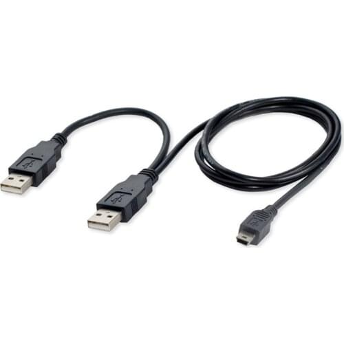 New Arrival Best Price Durable Dual USB 2.0 A Male to Mini USB B 5 Pin Male Data Cable For 2.5 HDD Hard Drive