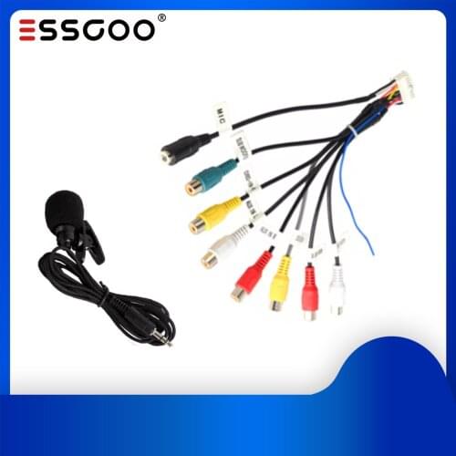 RCA Cable for Essgoo Android Car Radio to Connect Microphone Subwoofer 3.5mm Mic