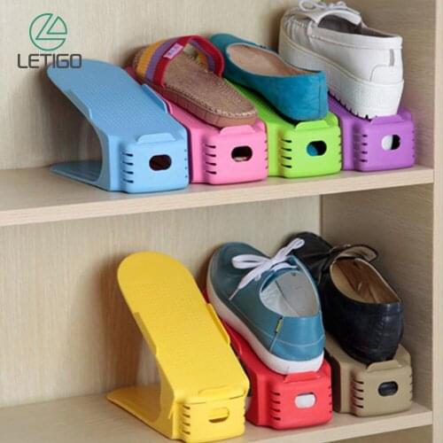 8pc Shoe Rack Plastic Organizer Space Saver Storage Racks Holder Case Container Double-Wide Holder Shoes Organizer Storage Shelf