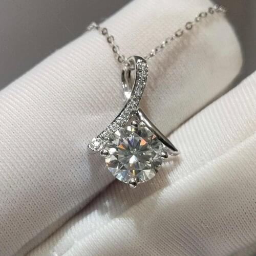 Classic Angel Lover Pendant Necklace 18K White Gold Brilliant Cut 1 Carat Diamond D Color Moissanite Knot Beads Necklaces Chain