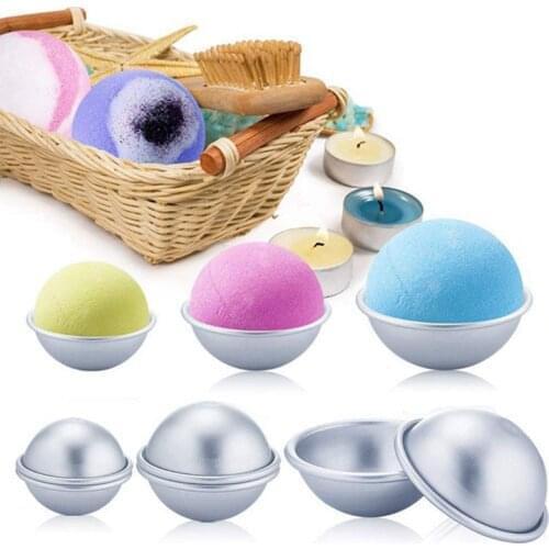 6PCS Round Aluminium Alloy Bath Bomb Molds DIY Tool Bath Bomb Salt Ball Homemade Crafting Gifts Semicircle Sphere Metal Mold