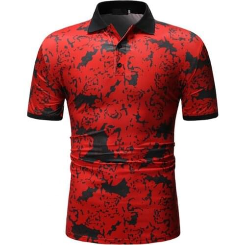 Summer Men T-shirt Short Sleeve Camouflage Print Men Turn Down Collar Slim Top for Summer 2021 рубашка