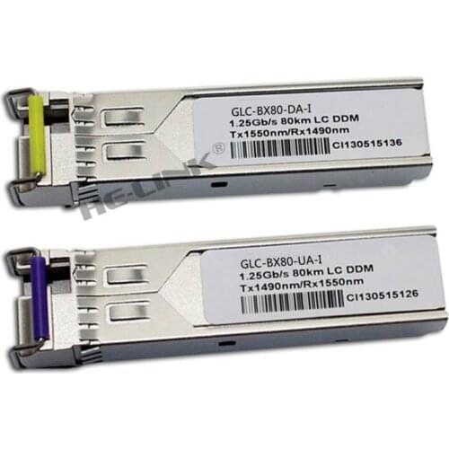 LODFIBER GLC-BX80-UA-I/GLC-BX80-DA-I CISCO Compatible 1.25G 1490/1550nm BiDi 80km Transceiver