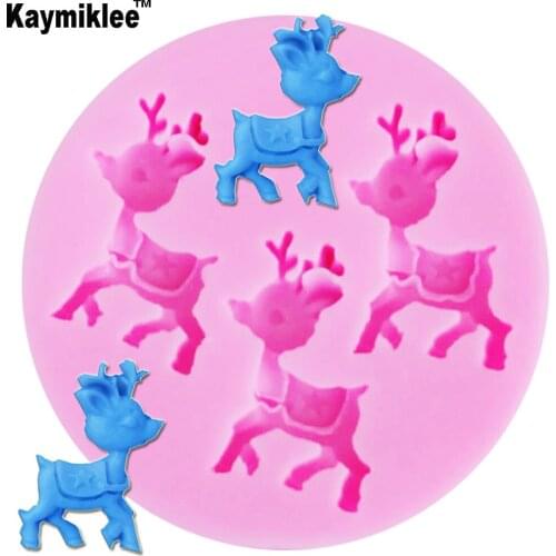 M303 3D Deer Cake Silicone Mold Christmas Fondant Cake Decorating Tools Kitchen Baking Mold Candy Clay Chocolate Gumpaste Mould