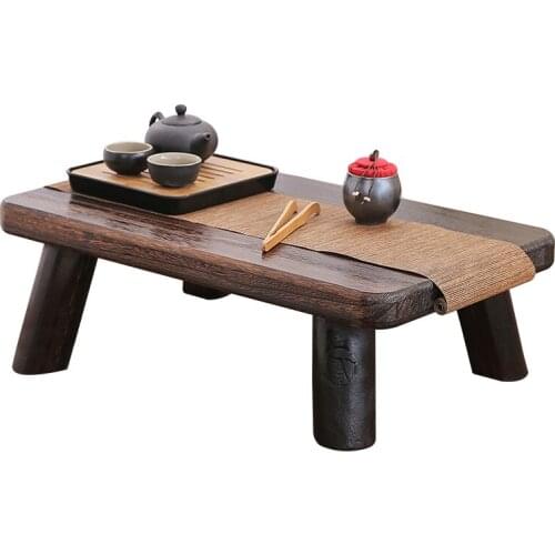 Small Japanese Tea Table Traditional Rectangle Paulownia Wood Asian Antique Furniture Living Room Low Floor Table For Dining