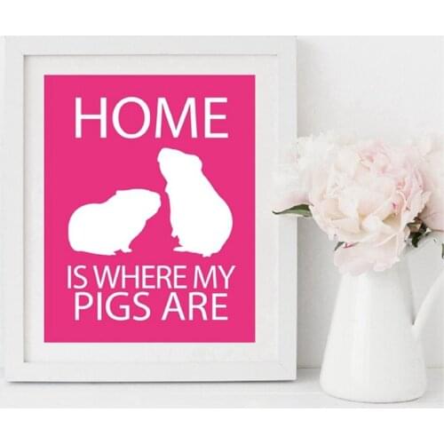 Guinea Pig Custom Name Wall Art Print HOME IS WHERE MY PIGS ARE Quote Personalized Art Canvas Painting Picture Home Wall Decor