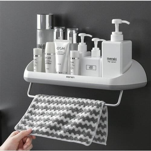 Bathroom Wall Corner Shelf Tower Hanger Shampoo Shower Shelves Holder Kitchen Storage Rack Organizer Towel Bar Bath Accessories
