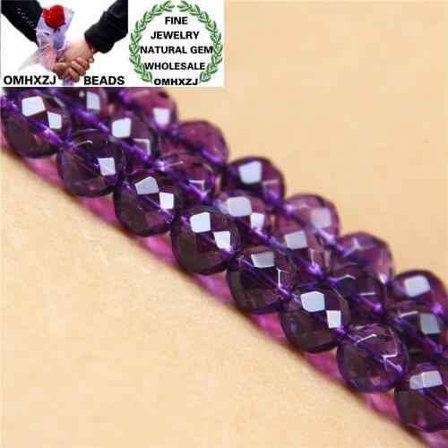 OMHXZJ Wholesale ZB237 6 8 10mm DIY Bracelet Necklace Jewelry Accessories Components Natural Stone Fine Amethyst Faceted Beads